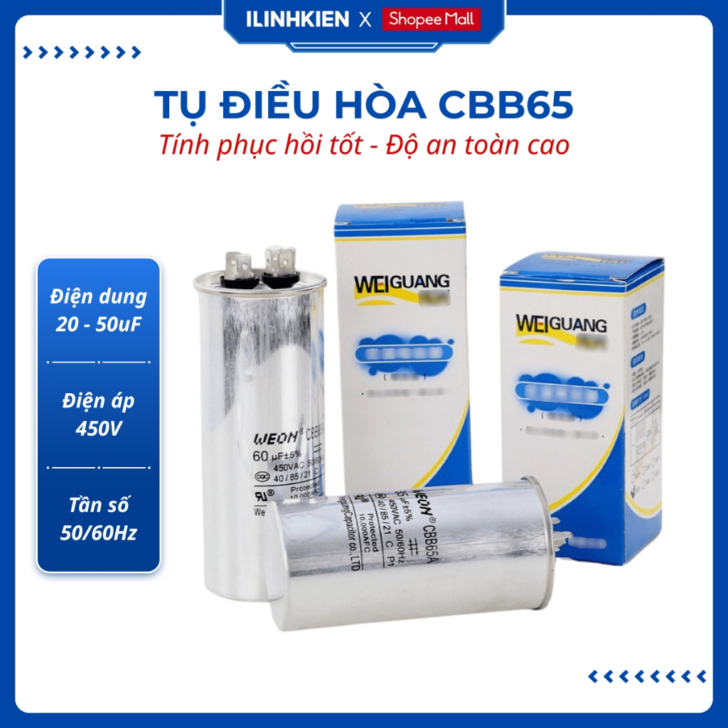 Tụ điều hòa 20uF 25uF 30uF 35uF 40uF 45uF 50uF 450V chính hãng ilinhkien
