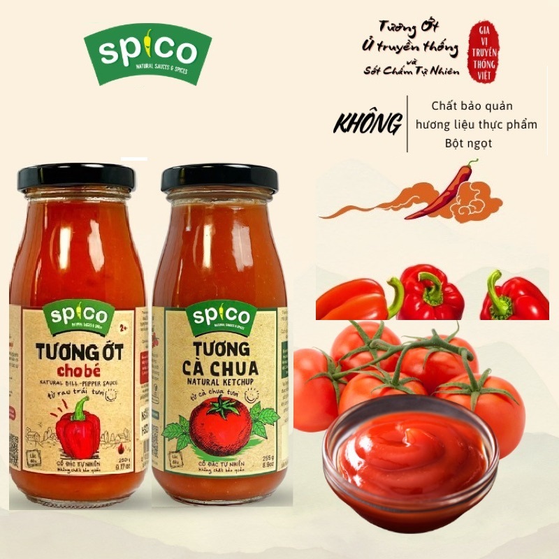 Tương Ớt Không Cay SPICO Tương Cà Cô Đặc Tự Nhiên Ketchup Cho Bé Từ 2 Tuổi Không Chất Bảo Quản