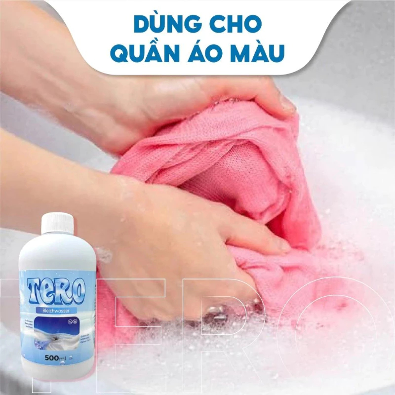 Dung Dịch Tẩy Trắng, Tẩy Mốc Quần Áo TERO 500ml – Chính Hãng, Công Nghệ Sinh Học, Không Phai Màu Vải, An Toàn Cho Da Tay