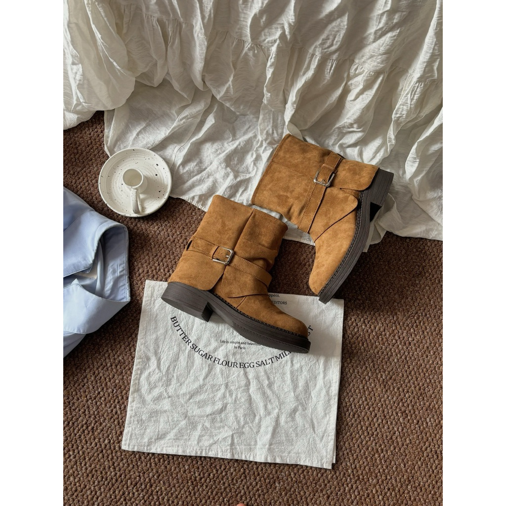 Boots Chất Liệu Nhung Nữ Cổ Ngắn MIJILI – Phong Cách Vintage Hàn Quốc, Êm Chân, Giữ Ấm Mùa Thu Đông