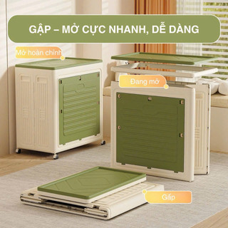 Hộp Đựng Đồ Gấp Gọn Có Bánh Xe, Nhựa Cao Cấp, Xếp Chồng Tiện Lợi, Đựng Chăn Màn, Quần Áo Giá Xưởng