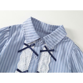 Áo Cho Bé Gái, Áo Sơ Mi Cho Bé Gái Thiết Kế Họa Tiết Nơ Tiểu Thư Chất Liệu Cotton Mềm Mại