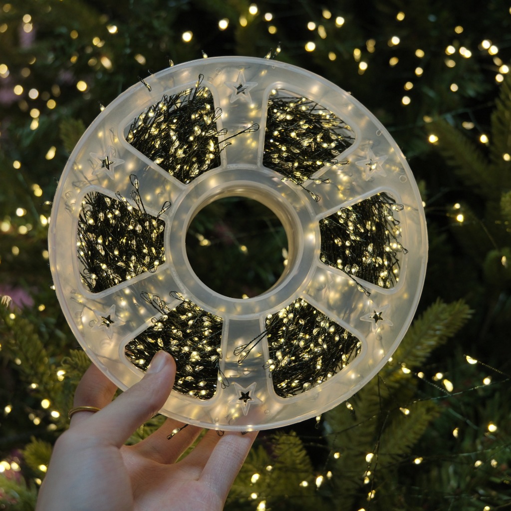 Dây Đèn LED Đom Đóm Rễ Cây Quấn Cây Thông Noel Dây Kẽm màu Xanh lá Tạo hình dễ dàng