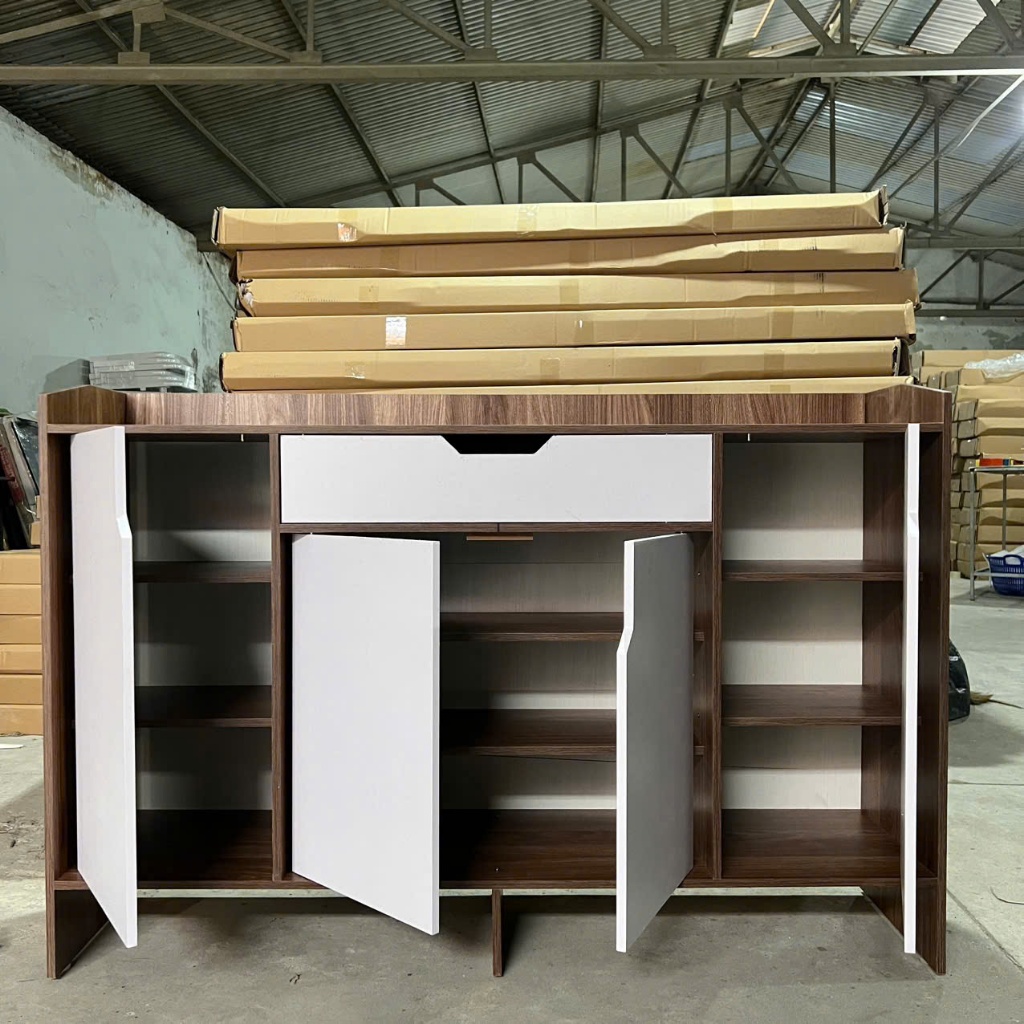 Tủ đựng giầy gỗ nhiều ngăn, tủ giày dép thông minh đa năng đựng đồ, chất liệu gỗ MDF AnhKhoa
