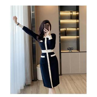 Đầm Len Dệt Kim Cổ Ve Ngọt Ngào AL107