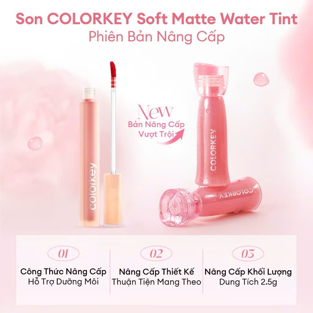 Son COLORKEY Watery Tint Bền Màu Lâu Trôi, Không Dính Cốc 2.5g Mẫu Mới | NHÍM HOUSE