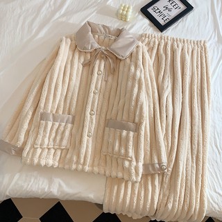 B132 Bộ đồ ngủ Lông cừu san hô cúc ngọc dày dặn ấm ấp mùa thu đông từ Phương Linh Underwear