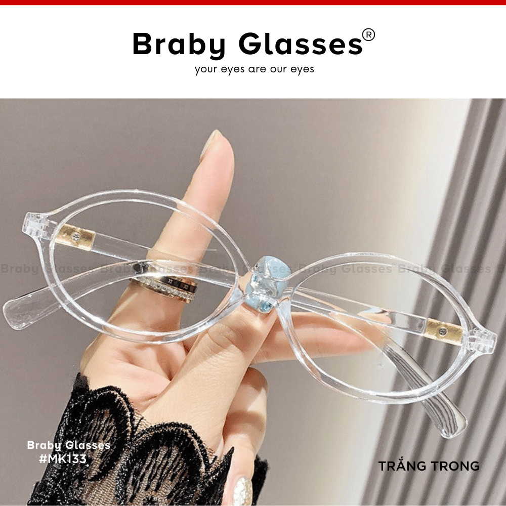 Gọng kính cận dáng Oval thời trang nam nữ Braby Glasses chất liệu nhựa dẻo basic, trẻ trung MK133