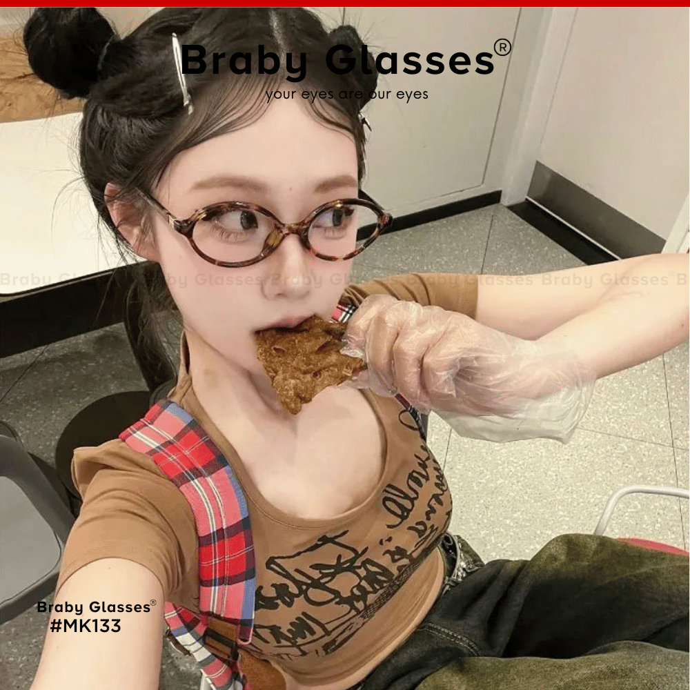 Gọng kính cận dáng Oval thời trang nam nữ Braby Glasses chất liệu nhựa dẻo basic, trẻ trung MK133