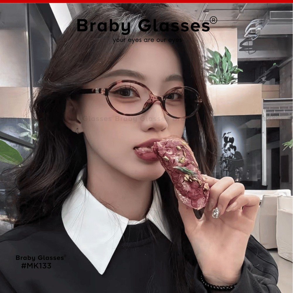 Gọng kính cận dáng Oval thời trang nam nữ Braby Glasses chất liệu nhựa dẻo basic, trẻ trung MK133