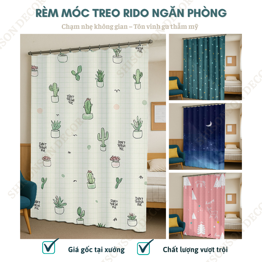Rido Rèm cửa phòng ngủ không khoan , chỉn chu từng đường may, tư vấn ...