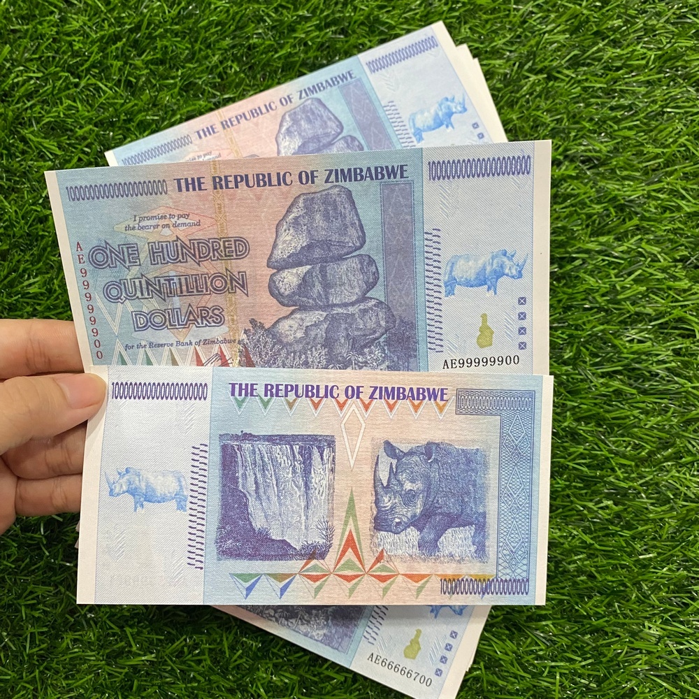 [HỎA TỐC] Tờ 100 TRIỆU Tỷ Dollars Zimbabwe Lưu Niệm - mệnh giá siêu khủng, bảo an dạ quang, TẶNG KÈM BAO LÌ XÌ , Quà Tết
