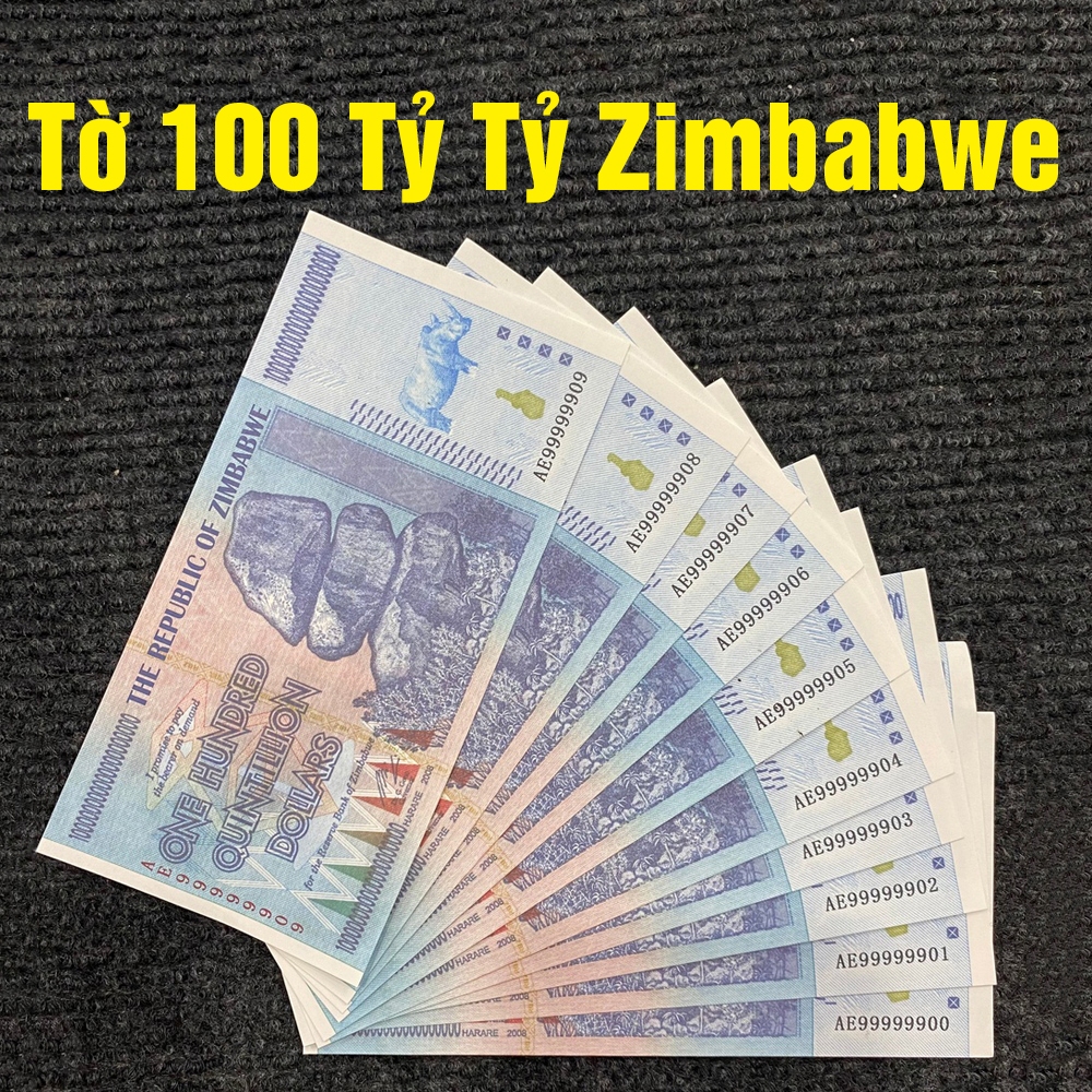 [HỎA TỐC] Tờ tiền lưu niệm Zimbabwe 100 TRIỆU Tỷ Đô la siêu khủng , cực độc làm quà tặng , lì xì Tết , Quà Tết
