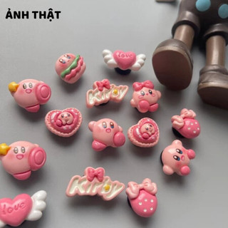 Bộ 14 Sticker, Charm 3D chủ đề Kirby DIY nhựa cứng gắn Dép Sục, Cá Sấu Mita JB-36