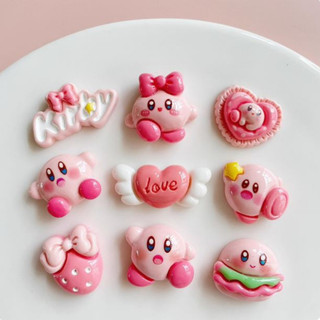 Bộ 14 Sticker, Charm 3D chủ đề Kirby DIY nhựa cứng gắn Dép Sục, Cá Sấu Mita JB-36