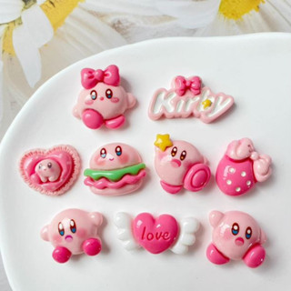 Bộ 14 Sticker, Charm 3D chủ đề Kirby DIY nhựa cứng gắn Dép Sục, Cá Sấu Mita JB-36