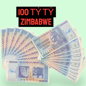 Tờ 100 TRIỆU Tỷ Dollars Zimbabwe Lưu Niệm - mệnh giá siêu khủng, bảo an dạ quang, TẶNG KÈM BAO LÌ XÌ , Quà Tết