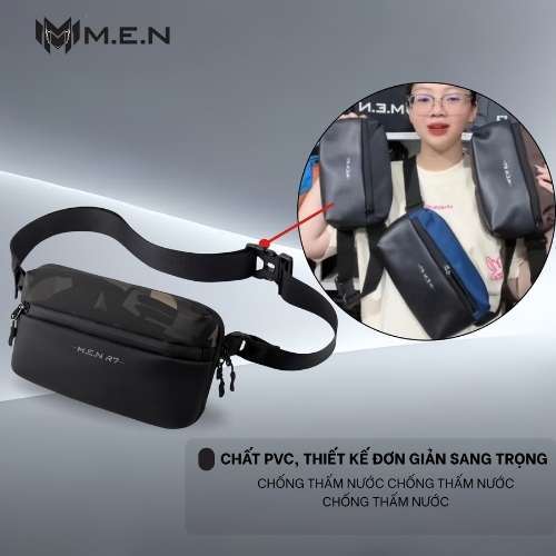 Túi đeo chéo sang trọng TT5 M.E.N We powern 4 màu 7 ngăn-Đen ngang MR7 [SIÊU SALE]