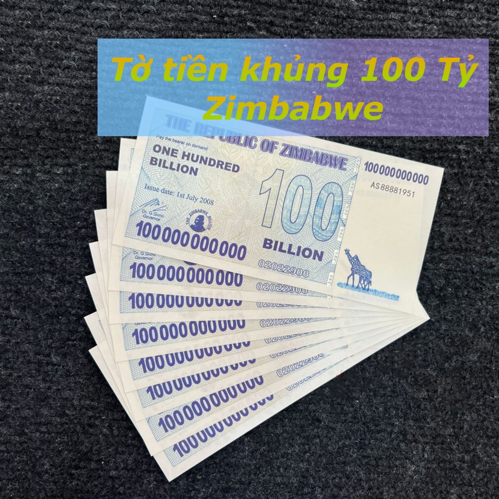 [HỎA TỐC] Tờ 100 Tỷ Dollars Zimbabwe Lưu Niệm - mệnh giá siêu khủng, bảo an dạ quang, TẶNG KÈM BAO LÌ XÌ , Quà Tết