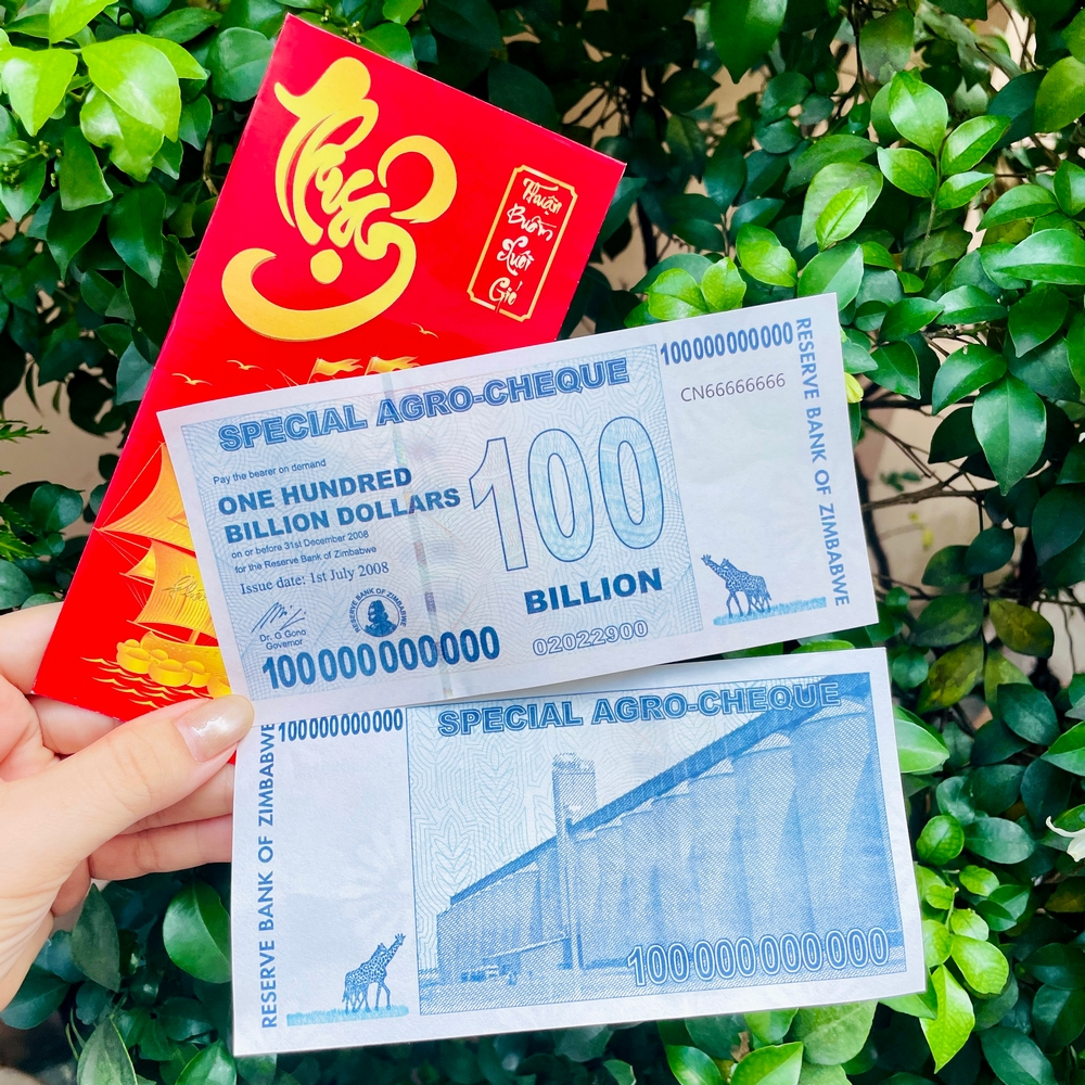 [HỎA TỐC] 100 TỶ ĐÔ ZIMBABWE lưu niệm làm quà tặng , có bảo an phát quang cực độc , Quà Tết