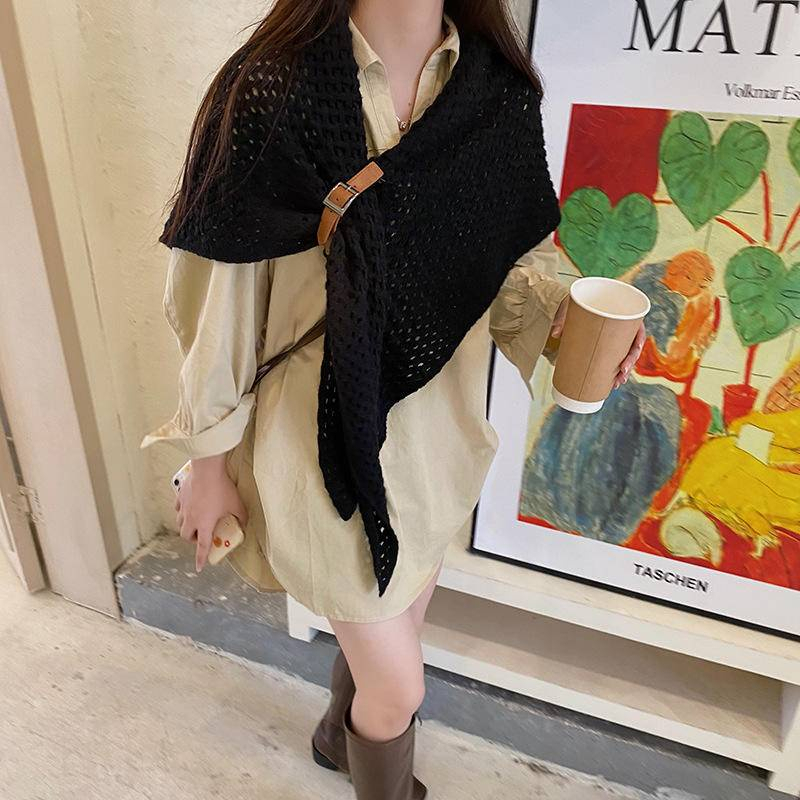 Khăn Choàng Tam Giác 2in1 vừa là khăn , áo choàng chất Len thừng cashmere phong cách Hàn Quốc