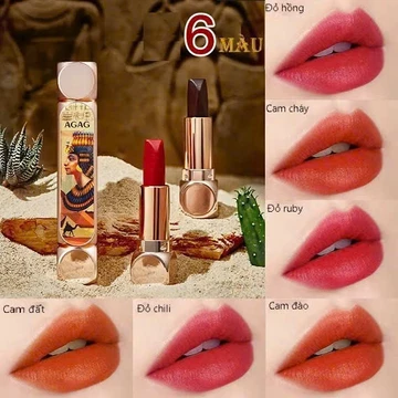 [ Hộp 2 thỏi ] Son Siêu Lì Ai Cập 6 Màu AGAG dưỡng ẩm cao cấp, chất son mịn chống thấm nước không phai màu