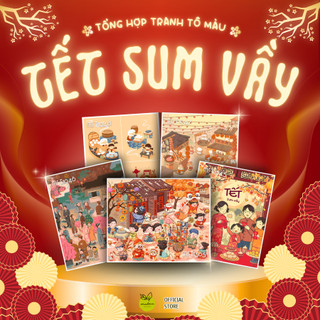 [HỎA TỐC] Tổng hợp tranh tô màu số hóa chủ đề TẾT SUM VẦY đã căng khung 40x50cm, Tranh tô màu Madoca