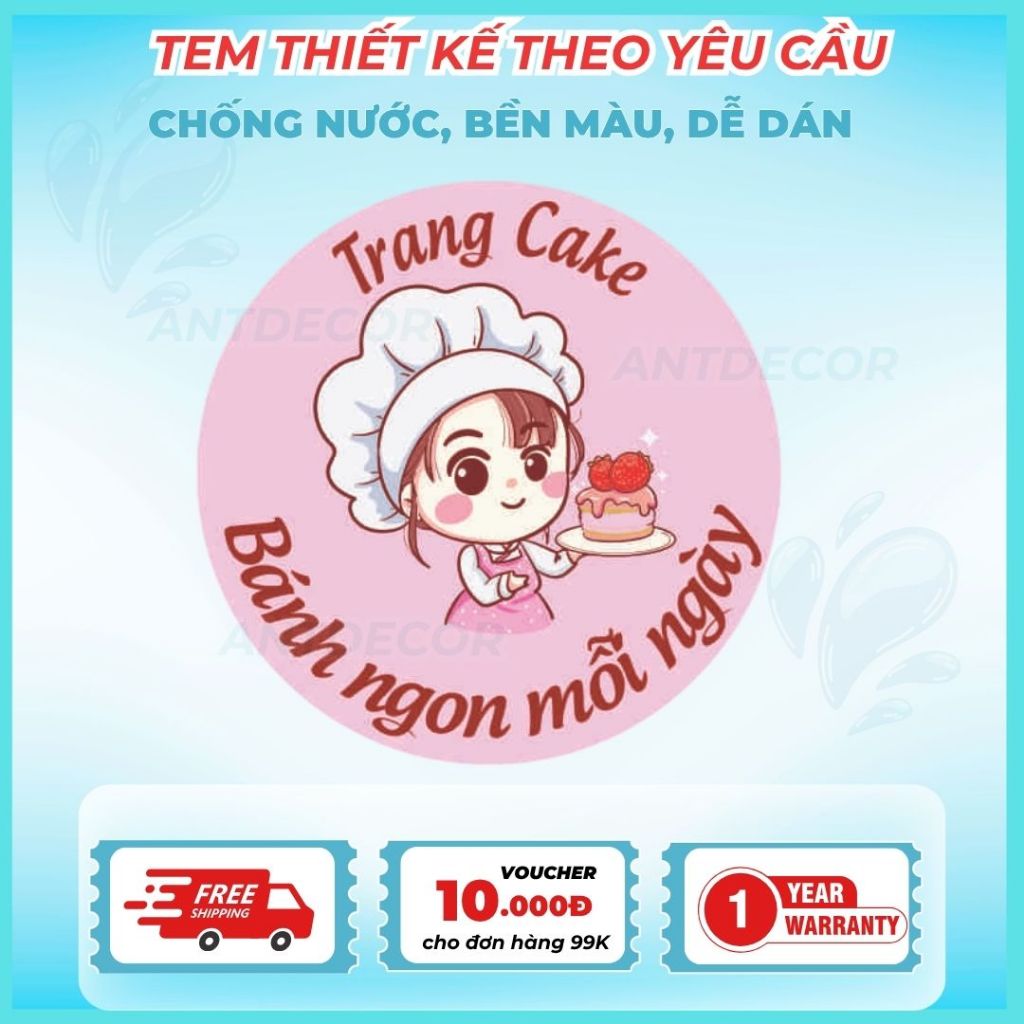 Thiết kế theo yêu cầu - Combo 100 TEM DÁN (4cm), Decal Đẹp Mắt, Bền Màu, Chống Nước