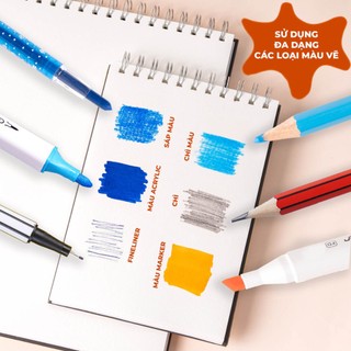 Sổ Vẽ Đa Chất Liệu Global Art 230GSM  Không Kỵ Tẩy Sổ Sketch 30 Tờ Ăn Chì,  Sổ Vẽ Màu Nước Mặt Vân Và Mặt Mịn