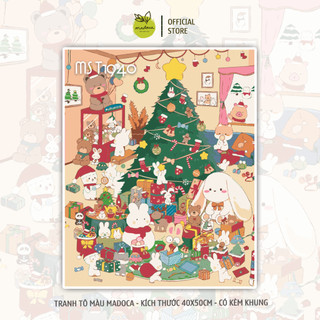 [HỎA TỐC] Tổng hợp tranh tô màu theo số NOEL -GIÁNG SINH đã căng khung, 40x50cm, Tranh số hóa Madoca