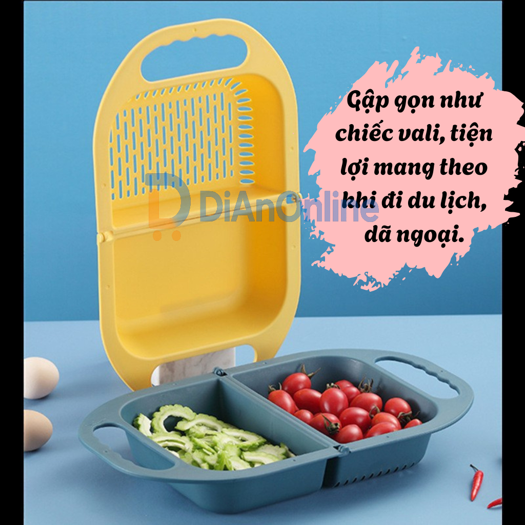 Rổ Rửa Rau Gấp Gọn Đa Năng Có Ngăn Chia -Rổ Gấp Rửa Thực Phẩm 2 Ngăn ...