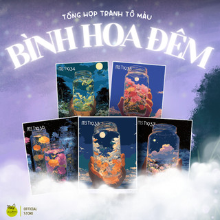 [HỎA TỐC] Tổng hợp tranh tô màu theo số BÌNH HOA ĐÊM đã căng khung, 40x50cm, tranh số hóa Madoca