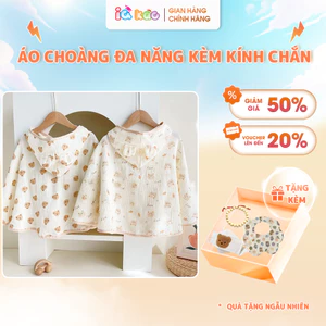 Áo choàng IQ Kao Chất liệu xô Đũi nhăn Đa năng Chống nắng, tránh gió đi tiêm KÈM KÍNH CHẮN Cho bé 3 -14kg vải thoáng mát