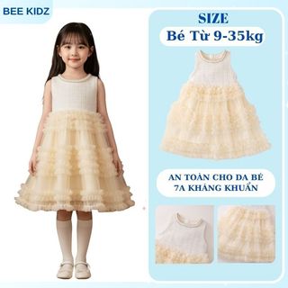 Váy Cho Bé Gái, Váy Công Chúa Thiết Kế Chân Váy 3 Tầng Tiểu Thư Bồng Bềnh Chất Dạ Mềm Mại
