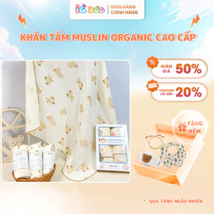 Khăn Tắm Muslin Cho Bé Sơ Sinh Siêu Mềm Mịn Thoáng Khí Kháng Khuẩn Tự Nhiên Dễ Giặt Nhanh Khô Size 90x90cm IQKAO