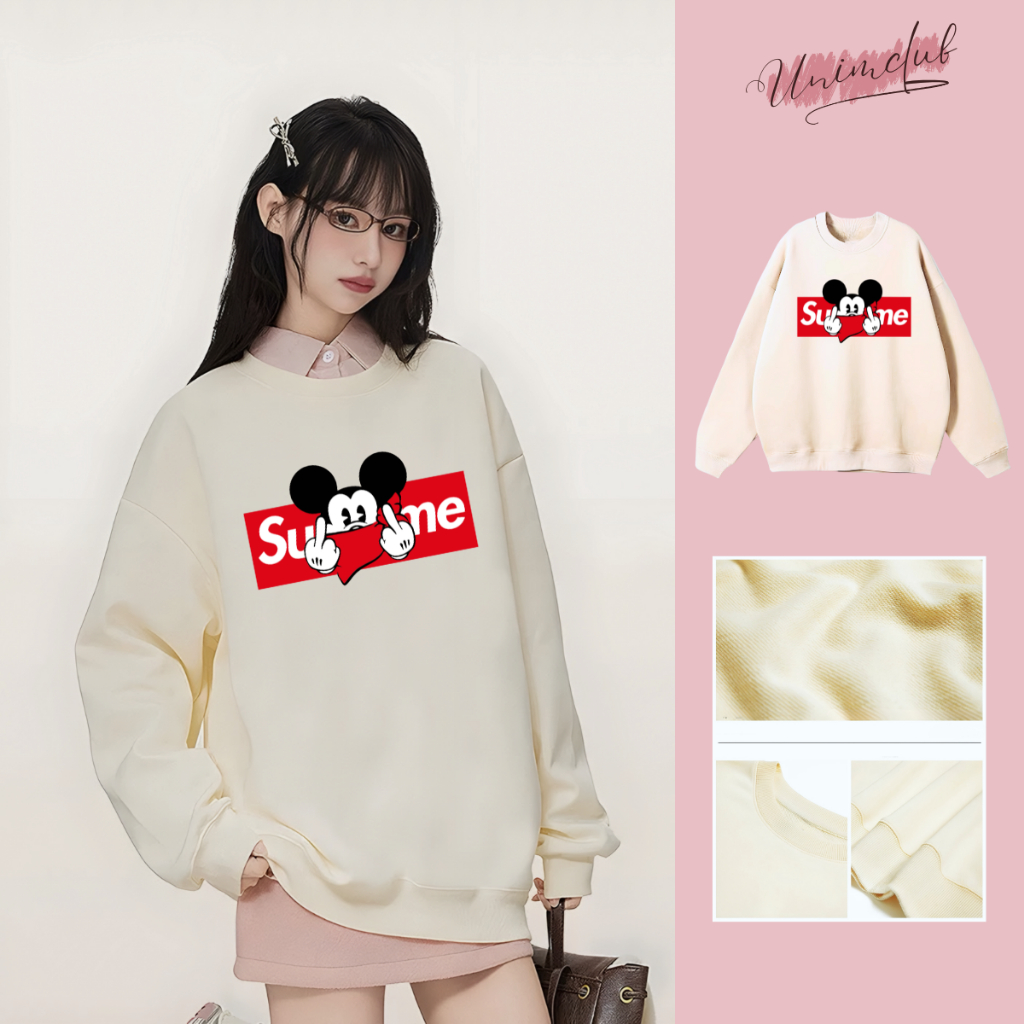 Áo Sweater Nỉ Chân Cua Form Dáng Rộng Mickey Super Unim Club Công Nghệ In Tiên Tiến Chống Bong