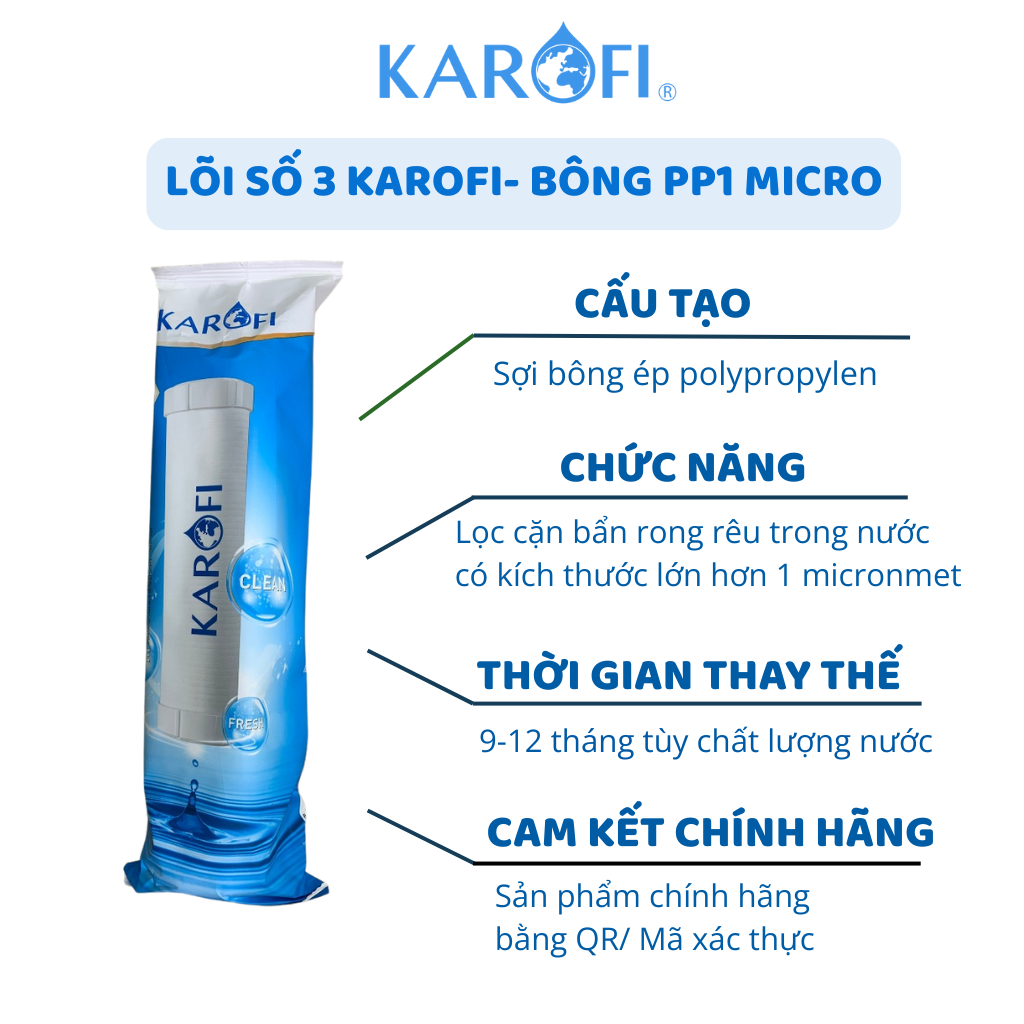 Bộ 3 Lõi lọc nước Karofi-Livotec 1,2,3 dùng cho máy lọc nước RO,CÓ HỘP LOẠI MỚI NHẤT