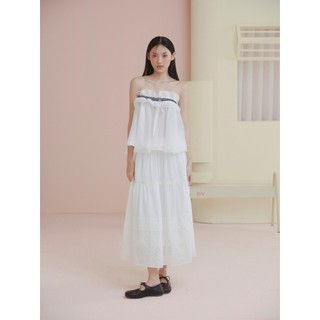 Áo ống OLV cúp ngực bèo nữ tính tiểu thư White Chiffon Ruffled Cup Top phù hợp đi chơi