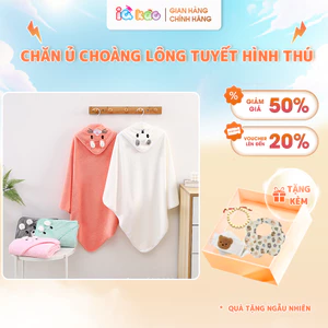 Chăn Ủ Khăn Tắm Lông Tuyết Hàng Dày Dặn Cho Bé Sơ Sinh Cao Cấp IQKao Size 80x80cm