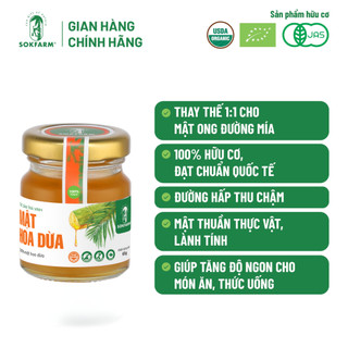 Mật Hoa Dừa Cô Đặc Hữu Cơ Sokfarm - 65g - GI Thấp, Không Thêm Đường, Thuần Chay
