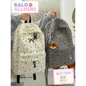 BaLo (XINHXINH) [ORDER] Balo Vải Nhung Họa Tiết Nơ Cute BL281