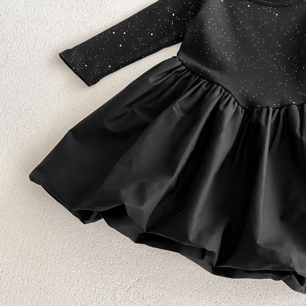 Váy Dài Tay Bé Gái Hania Kids Váy Liền Thân Lấp Lánh Blink Blink, Phù Hợp Mùa Thu Đông