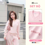 (LINK SALE) Set Bộ Dài ECOCHIC Áo Cổ Chữ V Quần Suông Dây Rút Chất Liệu Cao Cấp Mềm Mịn Chính Hãng B184 — ảnh 3