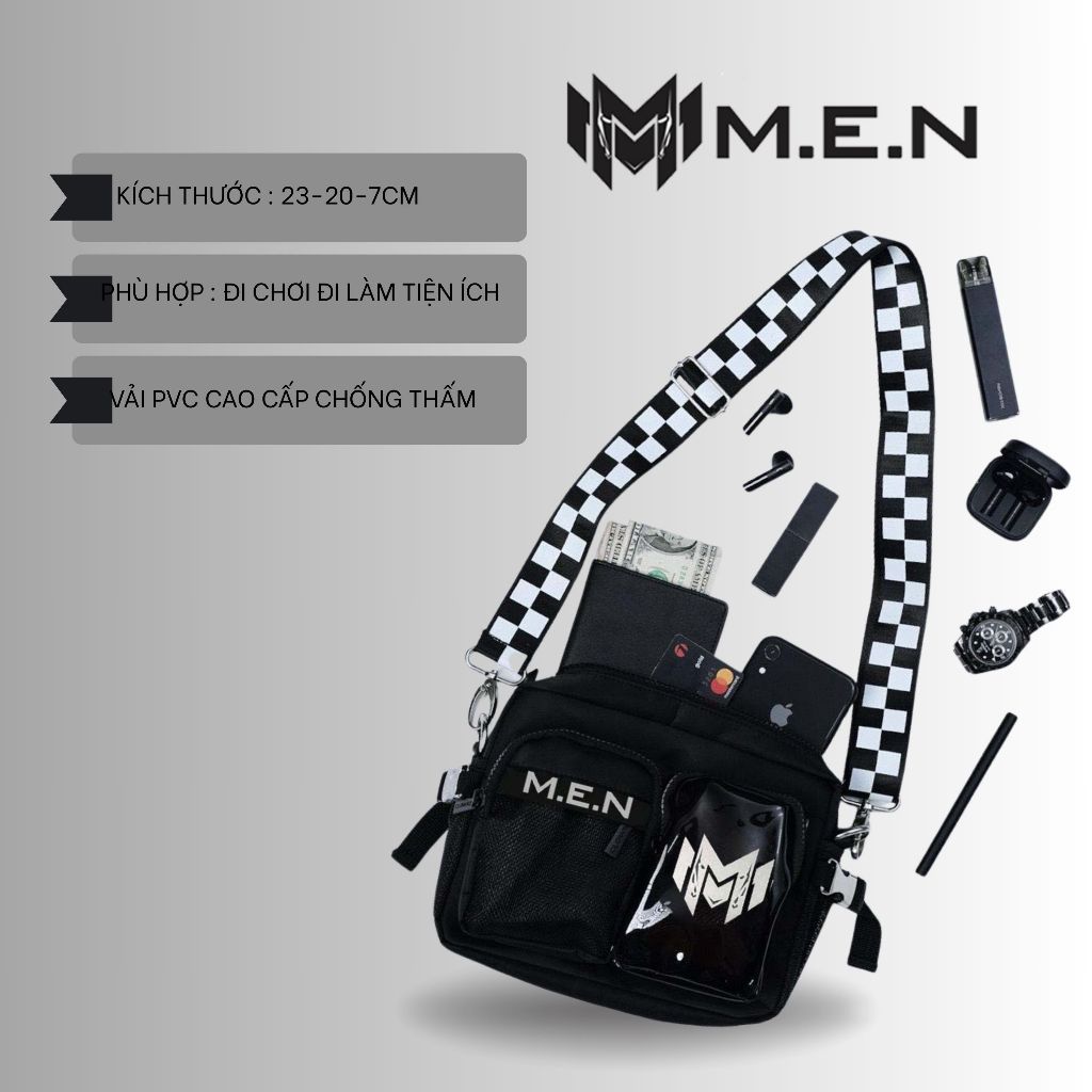 Túi đeo chéo mẫu mới M.E.N hình mực cute nam nữ hiện đại GSRT4 [cao cấp}