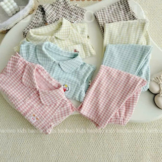 Pijama cho bé trai bé gái size 10-30kg hoạ tiết caro, đồ ngủ dài tay thu đông cho bé chất cotton dày dặn