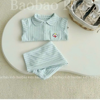 Pijama cho bé trai bé gái size 10-30kg hoạ tiết caro, đồ ngủ dài tay thu đông cho bé chất cotton dày dặn