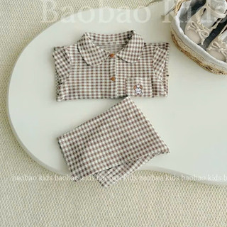 Pijama cho bé trai bé gái size 10-30kg hoạ tiết caro, đồ ngủ dài tay thu đông cho bé chất cotton dày dặn