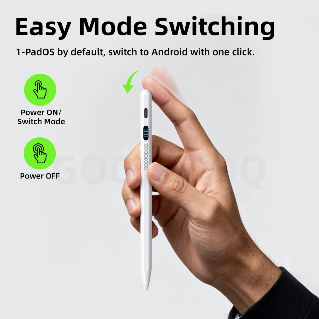 Bút cảm ứng từ tính Goojodoq GD17 có màn hình kỹ thuật số LED, tương thích với hai hệ điều hành