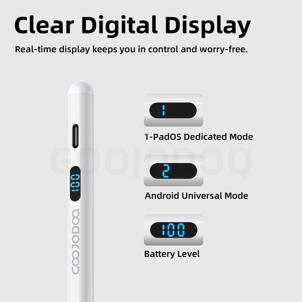 Bút cảm ứng từ tính Goojodoq GD17 có màn hình kỹ thuật số LED, tương thích với hai hệ điều hành | BigBuy360 - bigbuy360.vn