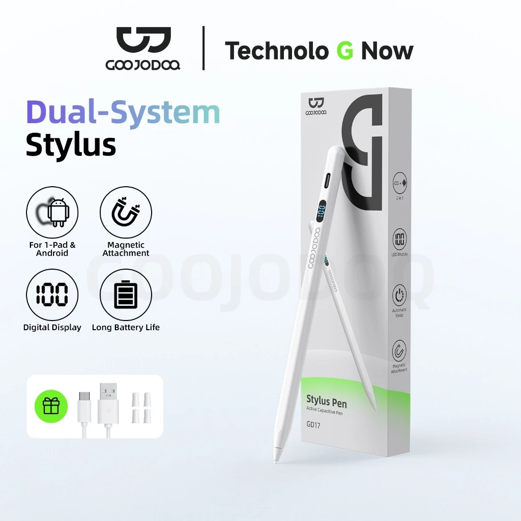 Bút cảm ứng từ tính Goojodoq GD17 có màn hình kỹ thuật số LED, tương thích với hai hệ điều hành